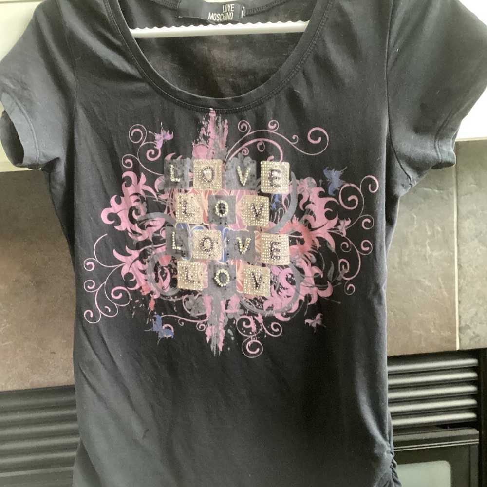 LOVE MOSCHINO t shirt small (40) black/pink